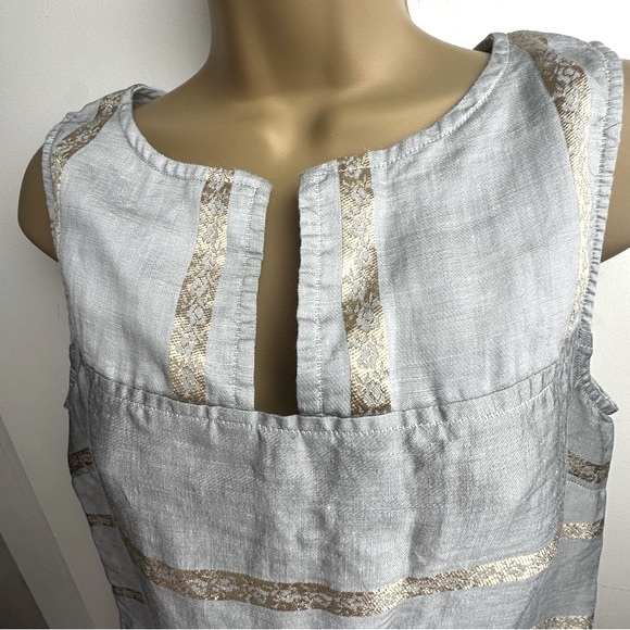 Studio 412 Grayish Metallic Gold Artsy Striped Detail Sleeveless Dress NWOT S - Picture 5 of 16